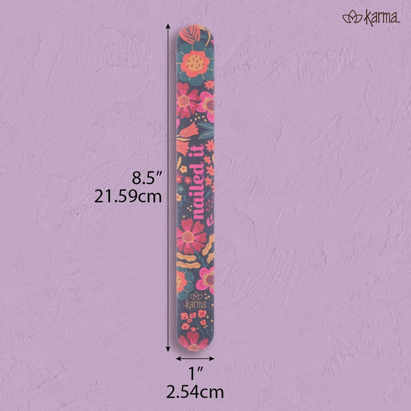 Karma, Colorful Emery Board Double-Sided, 180/120 Grit Nail Files, Roses - Image 3